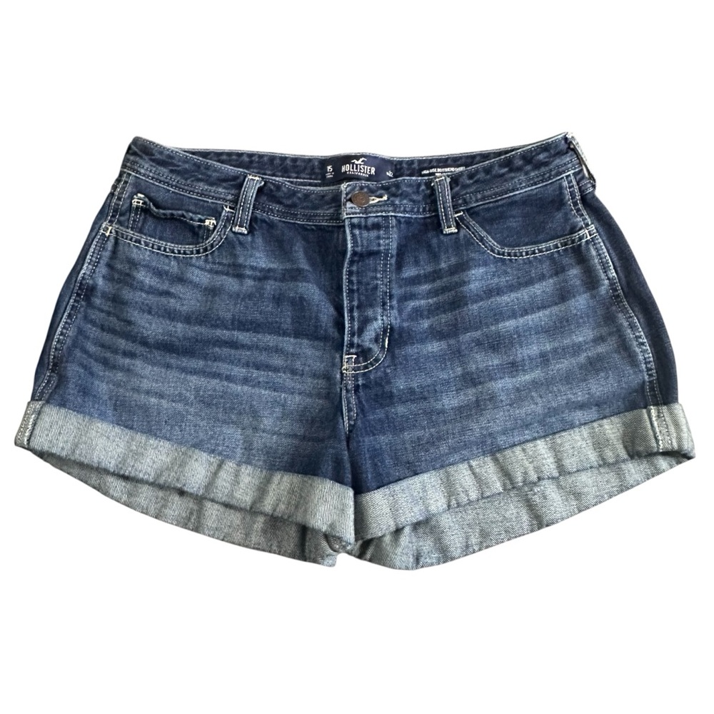 Hollister High Rise Boyfriend Denim Shorts Women’s Size 15 W32 Dark Wash